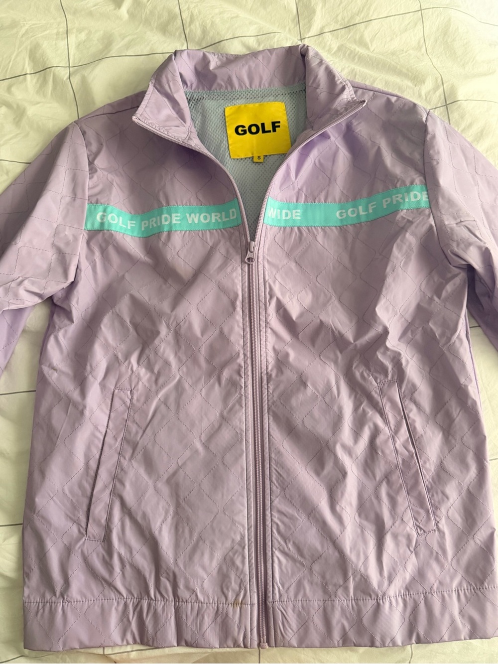 GOLF WANG Men’s S Golf Pride World Wide Quilted Jacket Purple Nylon